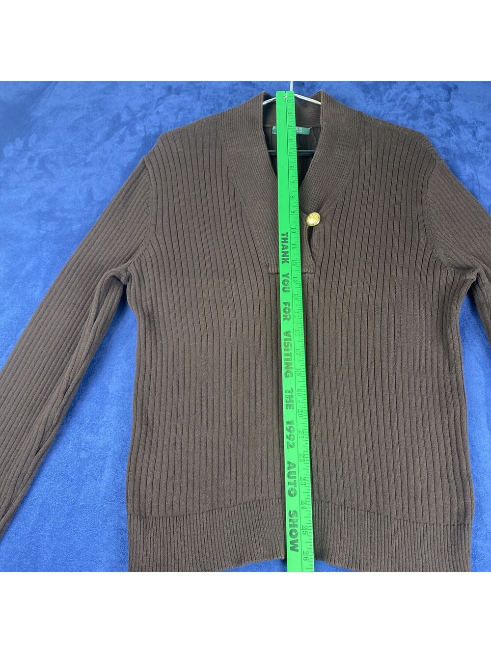 lauren ralph lauren women’s XL pullover cable knit, shawl collar, Brown, soft - Picture 7 of 9